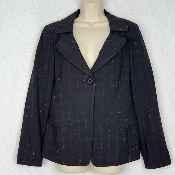 Lafayette 148 New York Wool Silk Blazer Jacket Black Size 8 Career Classic - Picture 14 of 14